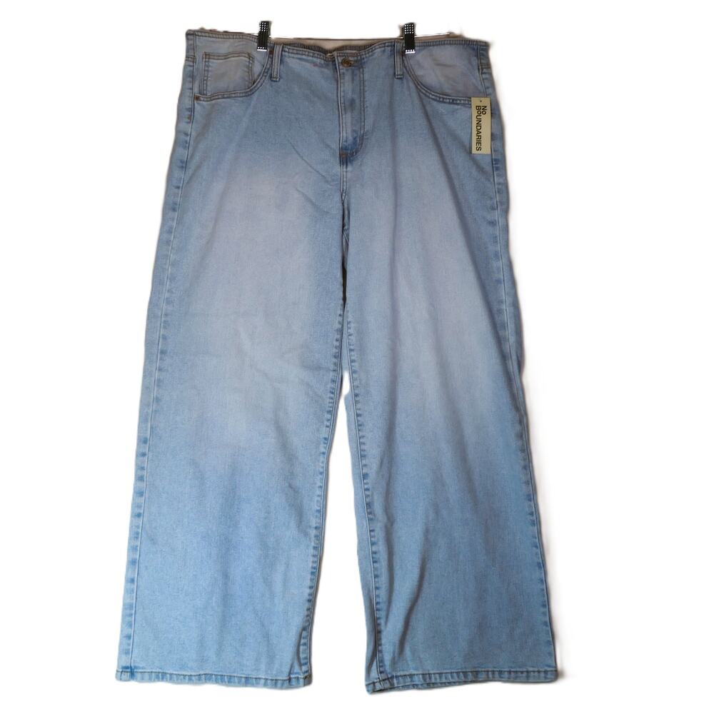 No Boundaries Jeans Womens 20 XXL Light Wash Wide Leg Baggy High Rise Stretch - Picture 2 of 14